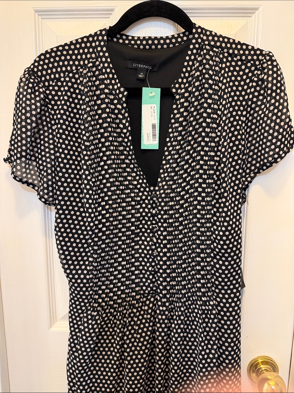 Liverpool Black & White Polka Dot Wrap Midi Dress - Picture 6 of 6